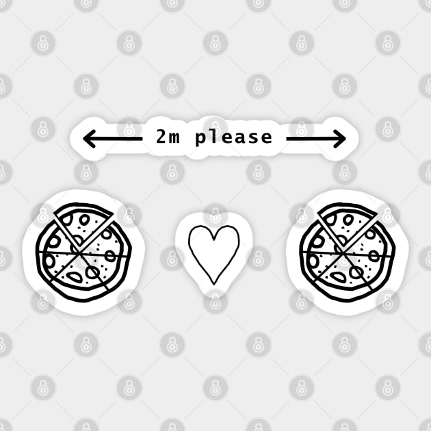 Social Distancing Pizza 2m Apart Outline Sticker by ellenhenryart